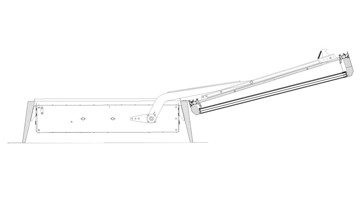 Flachdach Fenster FE RWG, Technischer Schnitt FE 3°