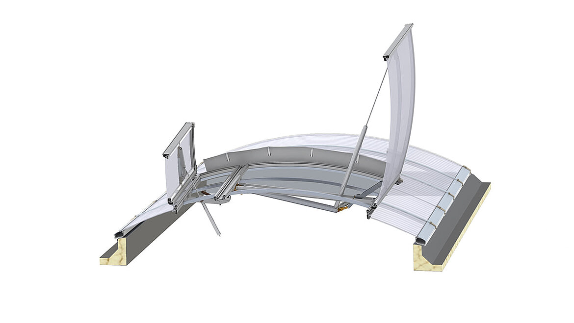 Rauchlift Lichtband B als asymmetrische Doppelklappe