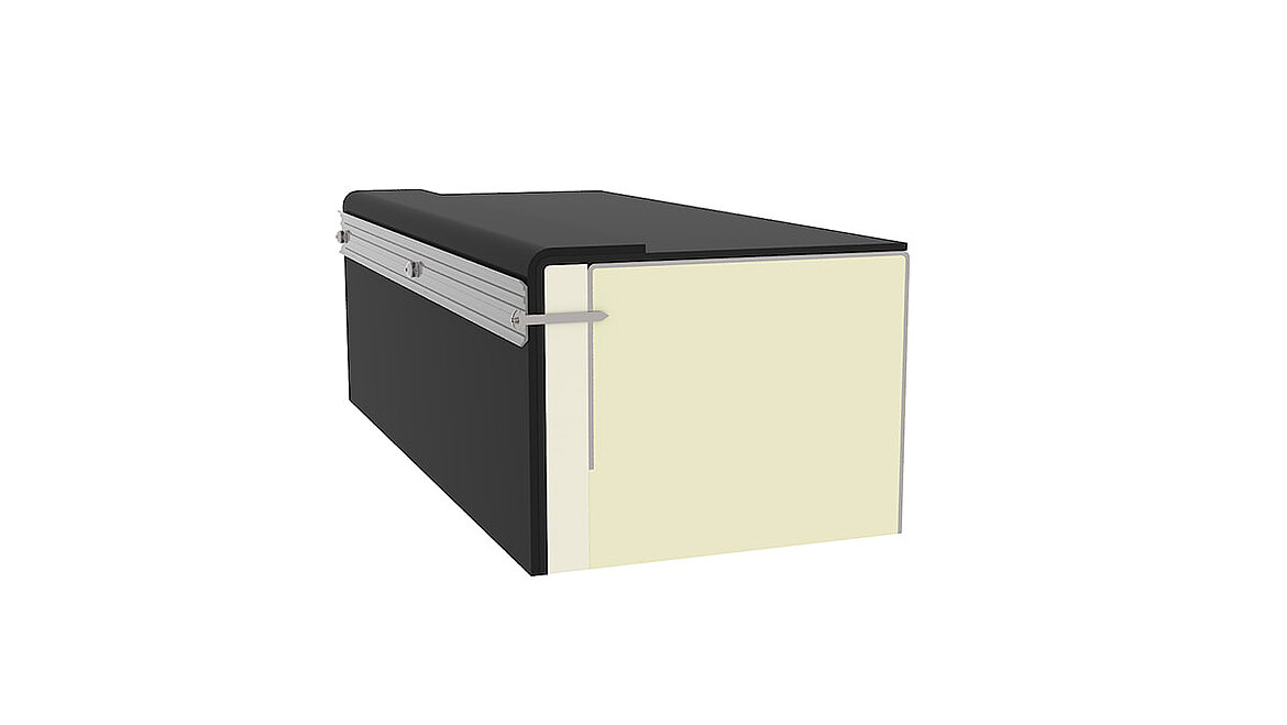 Modulares Glasdach Bauanschluss Stahlblechzarge