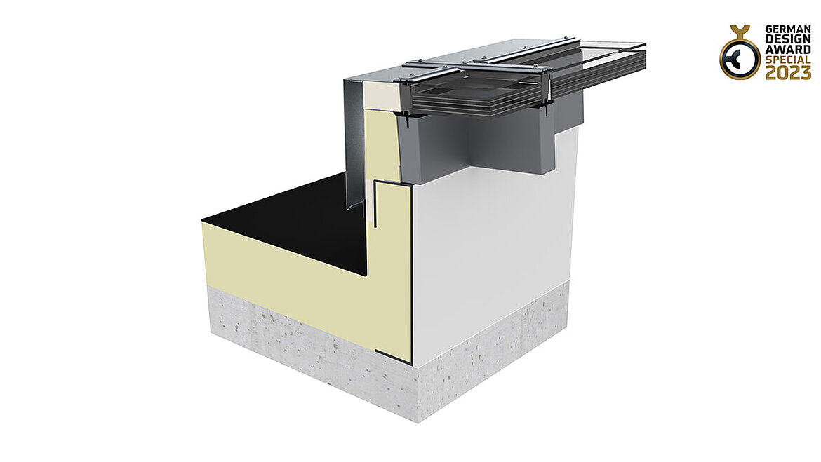 LAMILUX Brandschutz Flachdach Fenster Fire Resistance - 90 Minuten Feuerwiderstand LAMILUX Brandschutz Flachdach Fenster REI90 Querschnitt