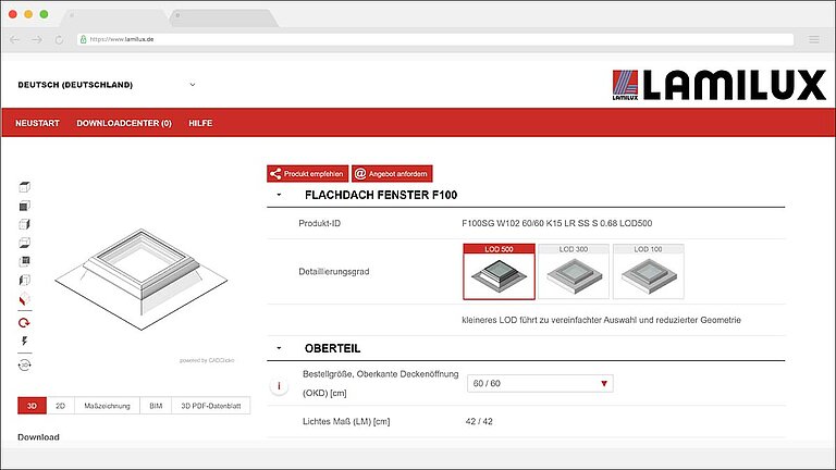 LAMILUX Produktkonfigurator 