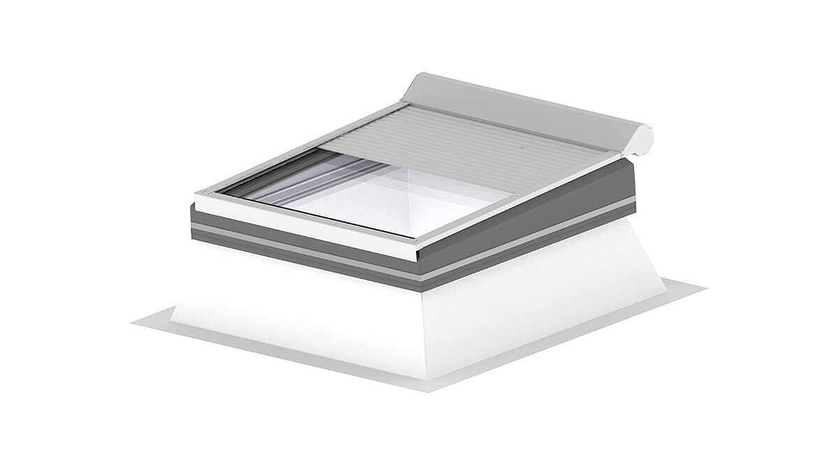 LAMILUX Flachdach Fenster FE Sonnenschutz außenliegend als Rollo Flachdach Fenster FE Sonnenschutz