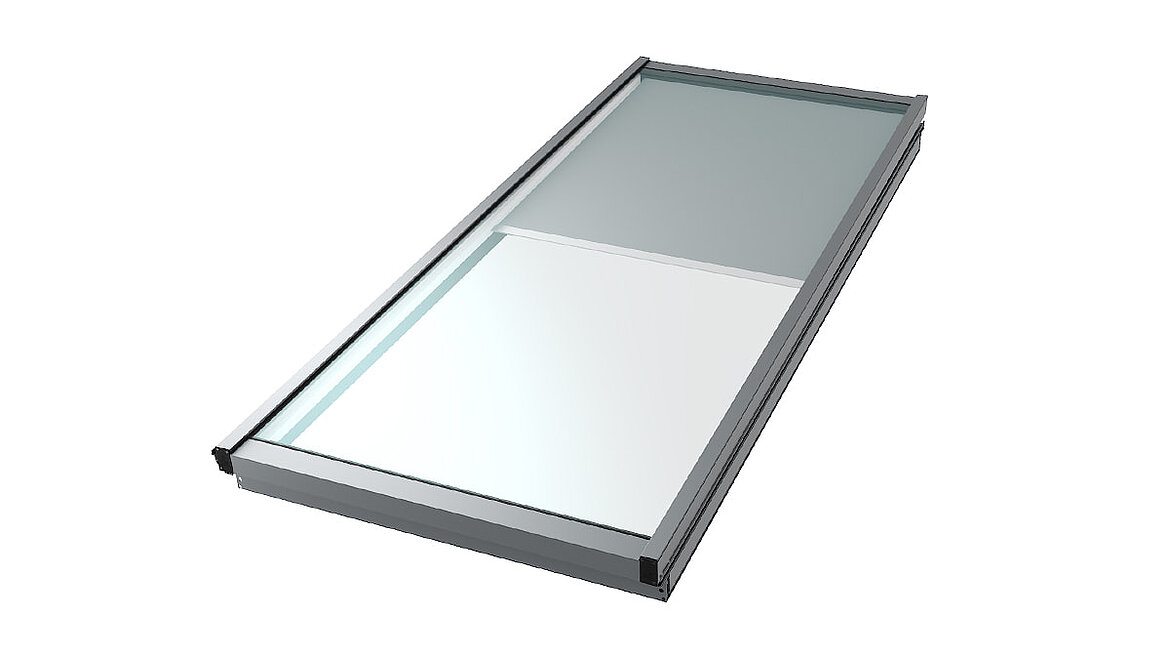 LAMILUX Modulares Glasdach Abbildung Glaselement mit Sonnenschutz